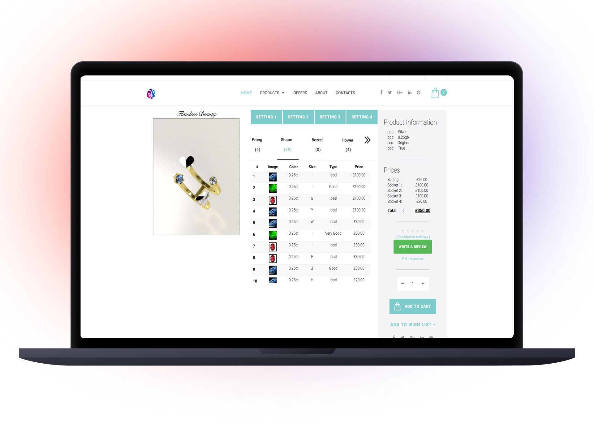 Peoness 3D 주얼리 디자인 옵션